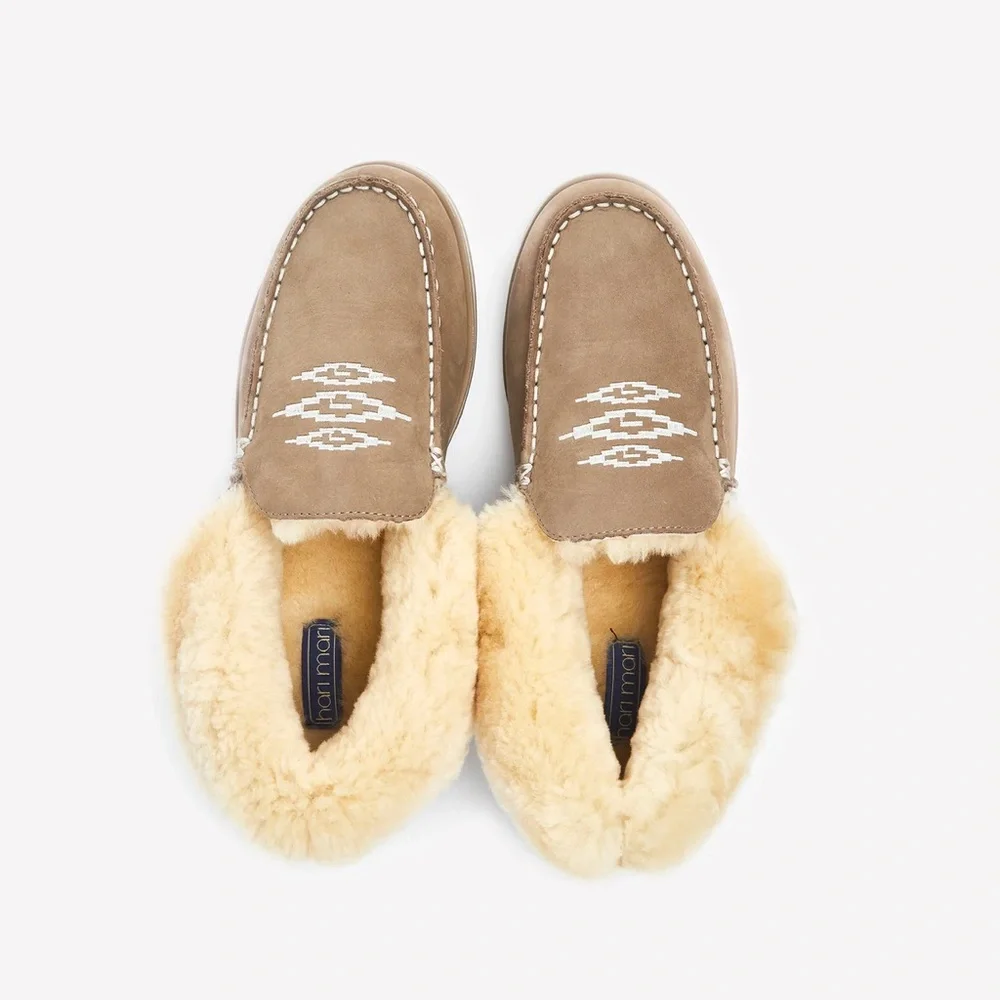 hari mari ALTA Storm nubuck leather shearling indoor/outdoor slippers 8 SOLD OUT - Picture 4 of 11